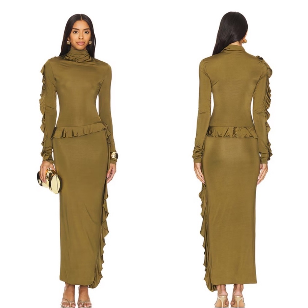 Paris Georgia Mira Dress in Olive Green S NWT